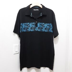 Dixxon Blue Floral Premium Polo Black